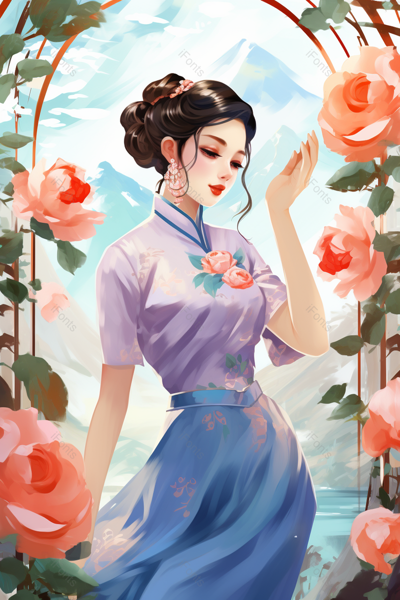 三月八日女神节民国风旗袍女性插画,插画/手绘图,插画/手绘图库,插画/手绘图下载,插画/手绘